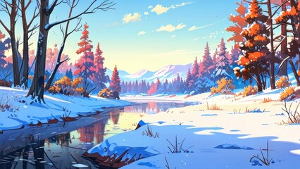 Picturesque Snowy Mountain Backdrop