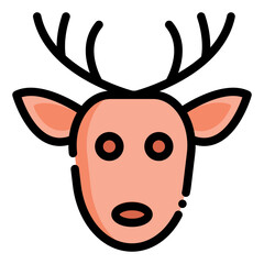 Reindeer Icon in Filled Line Style