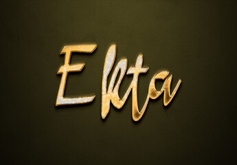 Old gold text effect of Hindi name Ekta with 3D glossy style Mockup	