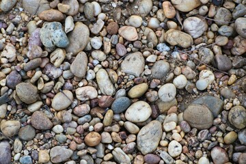 Texture of stony soil in the river.