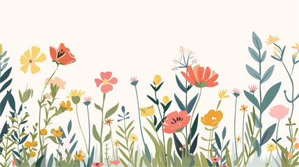 Spring flowers on floral background card design. Bann