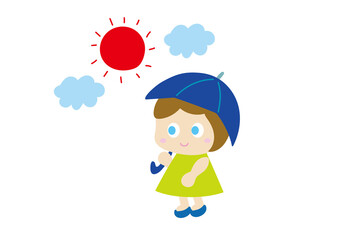 日傘をさす青い目の女の子