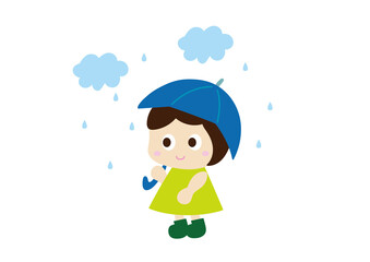 雨の日に傘をさす女の子