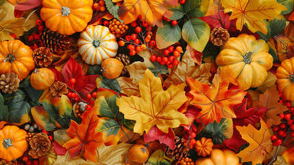 Autumn leaves and pumpkins Thanksgiving and Autumn decoration