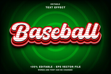 Baseball Sport 3d text style effect template editable