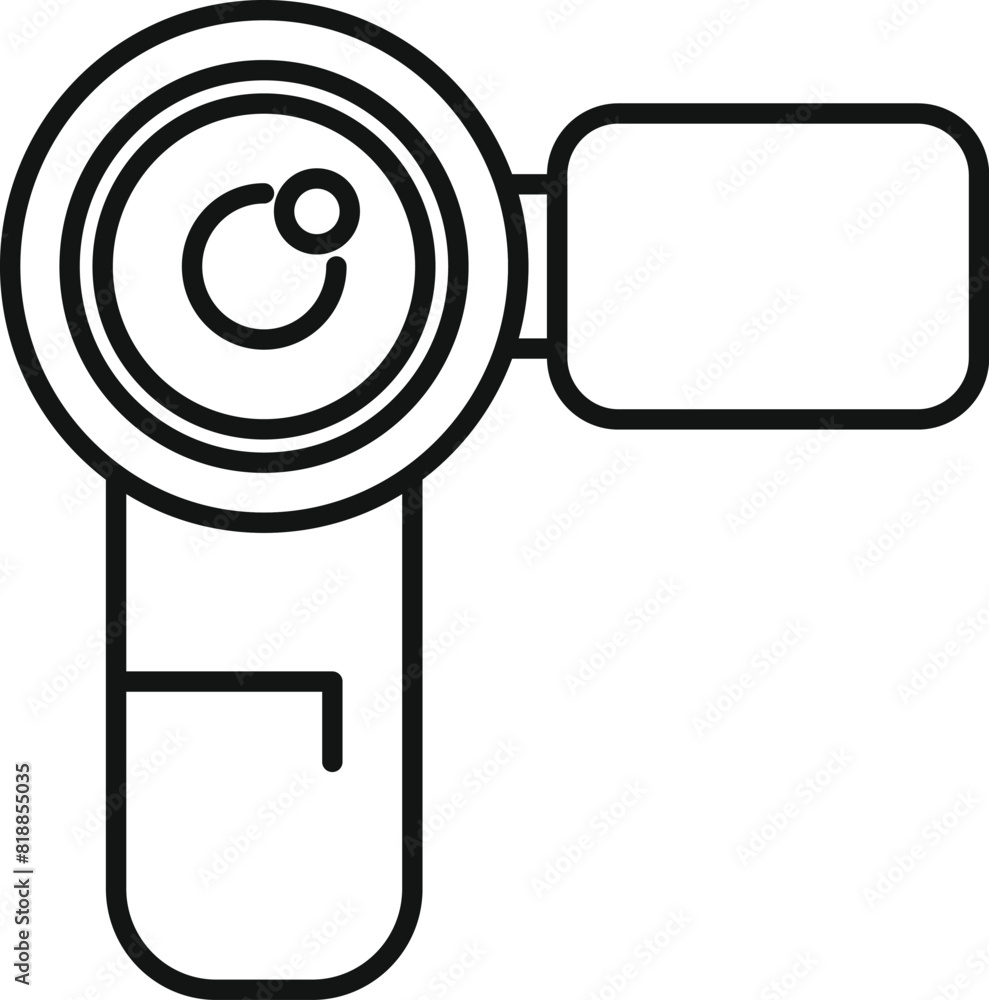 Poster handheld video camera icon in simple minimalist line art design. isolated vector symbol for digital 