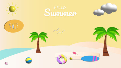 Hello Summer background, summer landscape