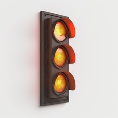 Traffic light displaying all signals on transparent background