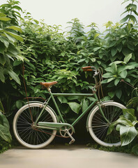 eco-friendly green bike in a field of tall grass
