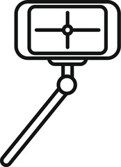 Simplified minimalist line art vector illustration of a selfie stick icon in monochrome. Isolated black and white. Flat modern design. Perfect for web and app user interface