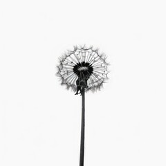 profile view of a beautiful dandelion flower isolated on white background