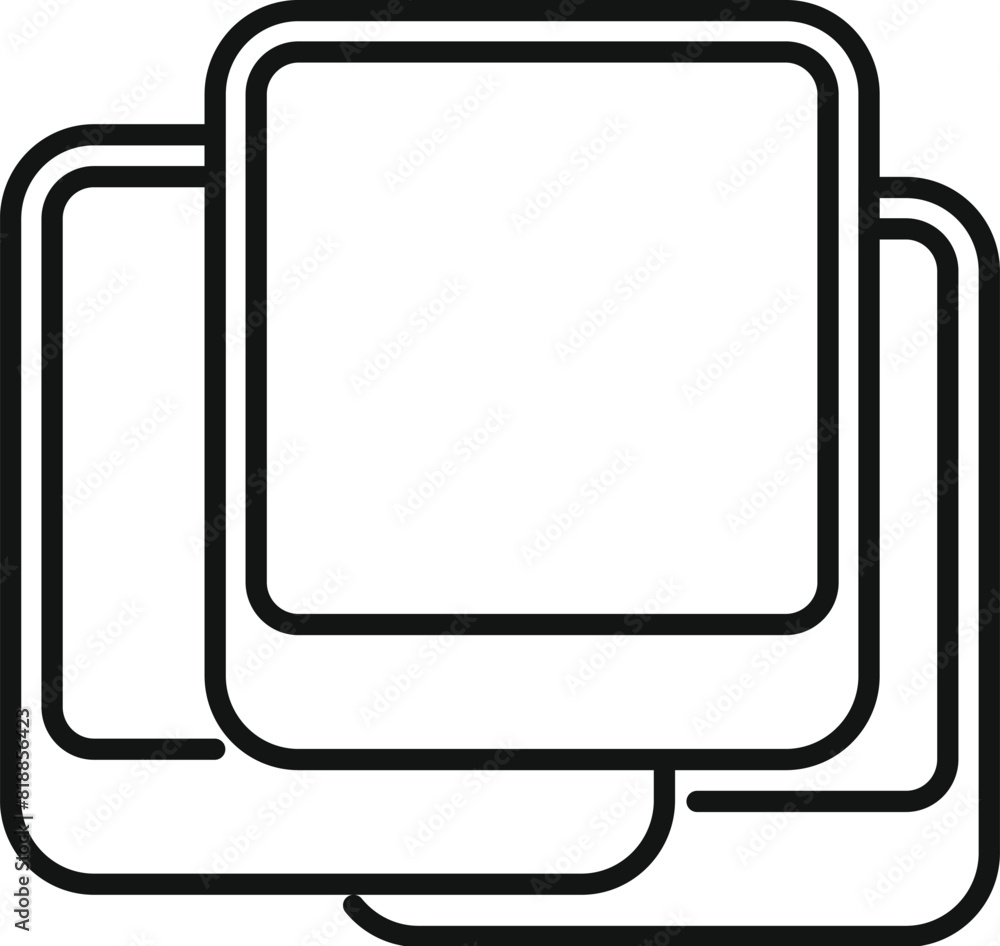 Poster simple and modern line drawing of multiple squares nested together in black and white