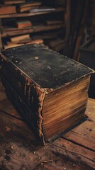 Obraz premium Old book sitting on a wooden table