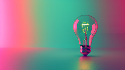 3D rendering of a smart light bulb on a gradient background shifting from green to magenta