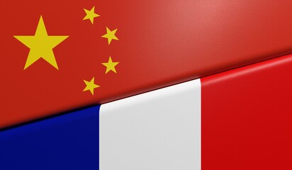 Drapeaux de la Chine et de la France ensemble - rendu 3D