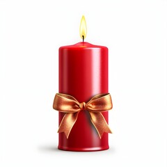 red candle with ribbon