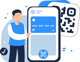 Character Demonstrating Contactless Payment System via Smartphone with QR Code Integration