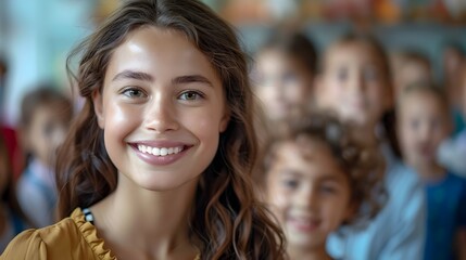 Proud Mother Beaming with Joy Watching Her Child Shine on Stage During School Play