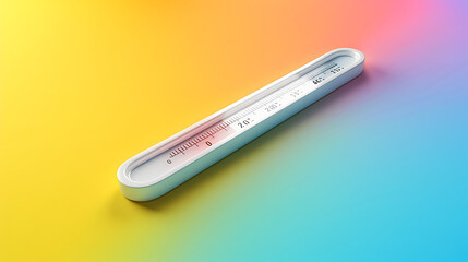 3D temperature sensor isolated on a gradient background shifting from yellow to blue