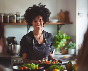 Nutritionist Conducting Healthy Cooking Workshop with Plant Based Recipes