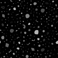 Small Random Spot Confetti. White Blob Round Dot. Abstract Vector Fun. Geometric Art Dot Pattern. Black Pattern Cool Bubble. Gray Modern Explosion Drawn Happy Shape Background. Seamless Vintage Ball.