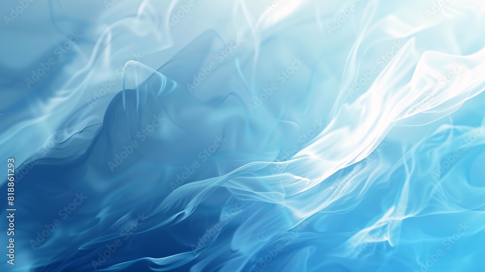 Poster abstract image of smooth blue gradient movement with a soft white gradient creating a sense of motio