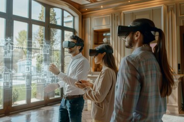 Real Estate Agents and Clients Using Augmented Reality for Luxury Property Tour and Home Improvement Discussion
