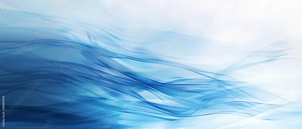 Poster abstract image of smooth blue gradient movement with a soft white gradient creating a sense of motio