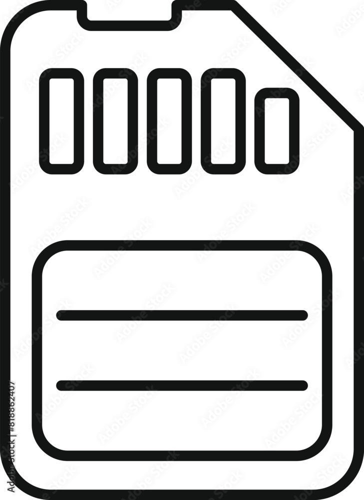 Poster vector illustration of a simple line icon representing an sd memory card