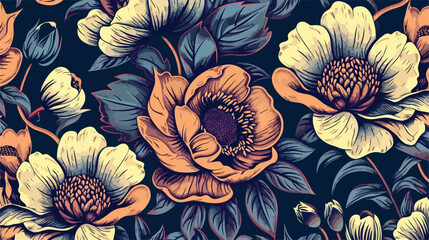 Vintage wallpaper background. Floral seamless pattern