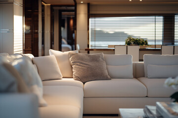 ultra-realistic image of luxury yacht interiors without people