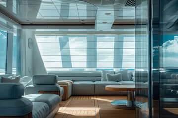 interiors of luxury yachts without people ultra-realistic photograph