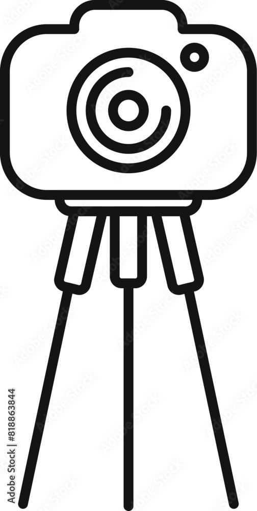 Canvas Prints Simplified black line drawing of a camera on a tripod, ideal for icons or minimalistic designs