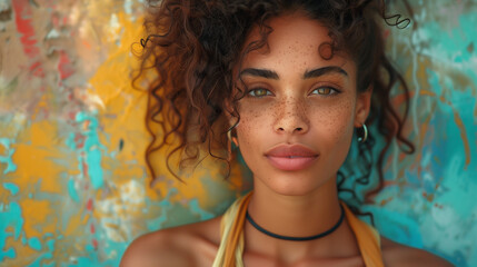 female graffiti artist with her new art piece