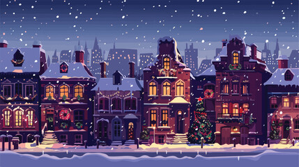 Winter cityscape or urban landscape with buildings or