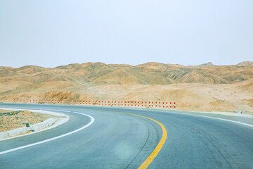 Jiuquan City, Gansu Province - Roads and power generation facilities in the Gobi Desert