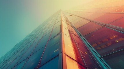 Striking Skyscraper at Dawn with Soft Lighting and Depth of Field