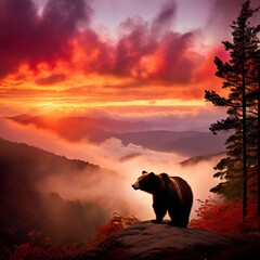 bear in the sunset