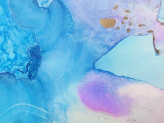 Blue Water Color Marble. Luxury Abstract Art