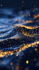 Glittering Galaxy: Midnight blue waves with golden stardust, moving to calming rhythms.