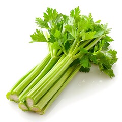 Fresh and Nutritious A Closeup Look at Isolated Celery Stalks