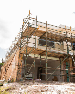 external scaffolding on a house under construction
