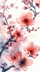 A beautiful watercolor painting of cherry blossoms