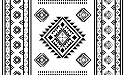 Navajo aztec southwest geometric seamless pattern fabric black and white design for textile printing