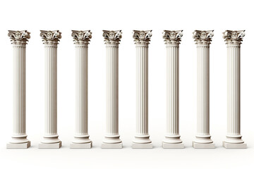 Greek columns isolated on white background
