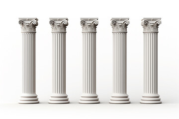 Greek columns isolated on white background