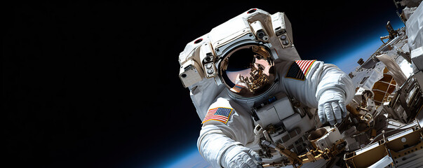 Fototapeta premium Astronaut Floating in Space Suit