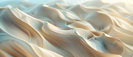 Soft waves of sand cascade like gentle tides, their rhythmic movement bringing a sense of calm to the vast desert.