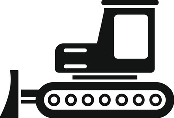 Vector illustration of a minimalist bulldozer icon, isolated on a white background, suitable for construction themes