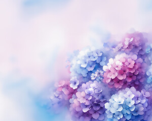 Obraz premium Frame image of colorful watercolor style hydrangea